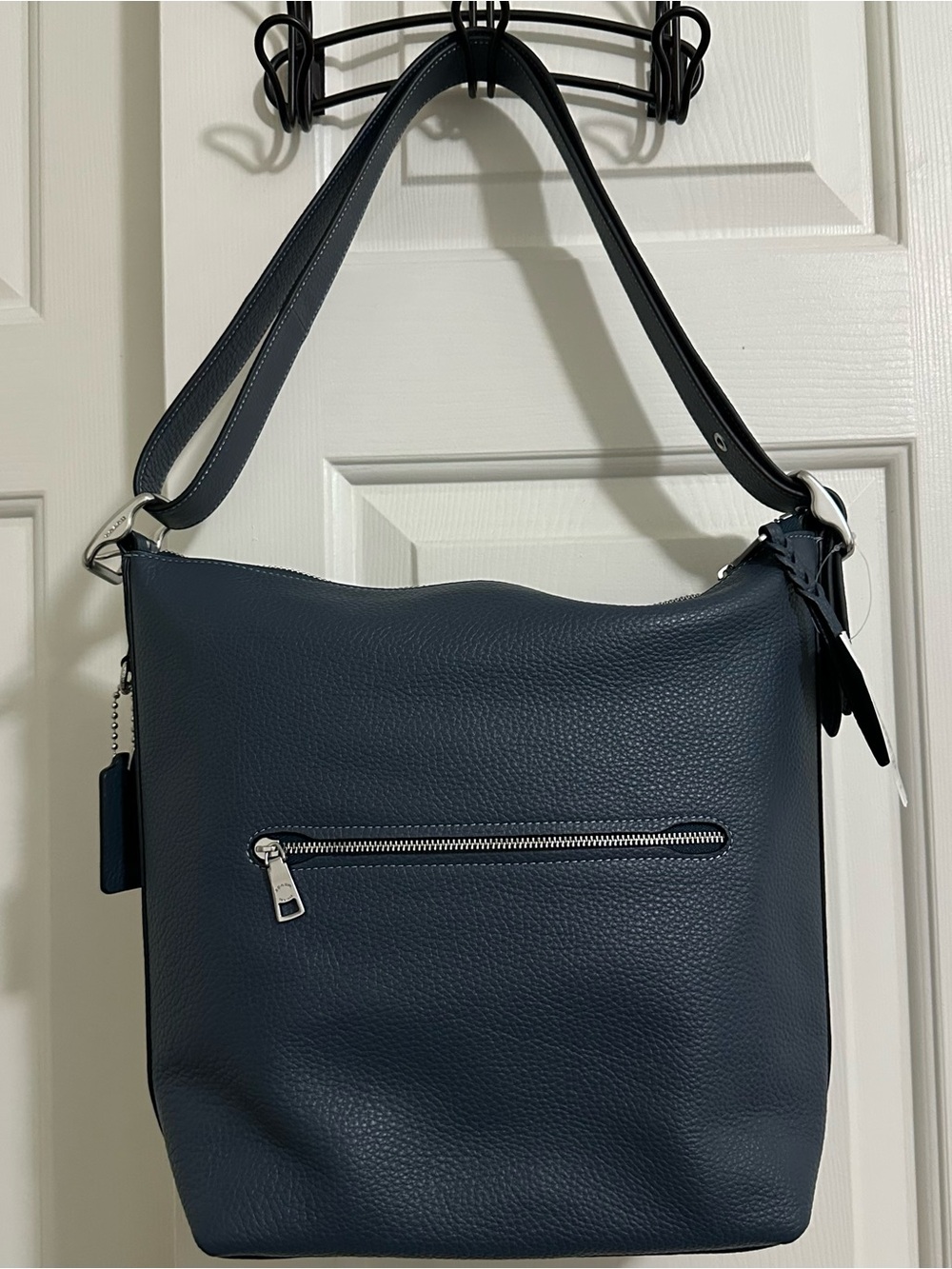 Coach Val Duffle C2818 Denim Blue Pebbled Leather Shoulder Bag